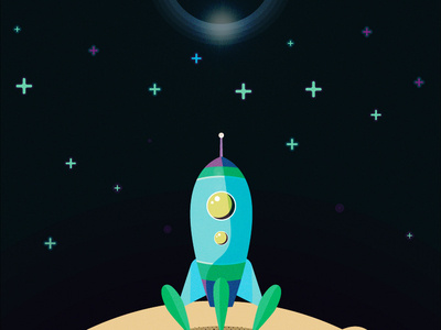 Space scapes 2 digital illustration minimal monde mundo planet rocket space universe vector world