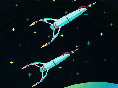 Space scapes 3 design digital illustration minimal monde mundo planet rocket space universe vector world