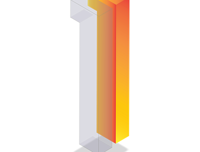 Isometric number 1 digital illustration isometric isometry minimal