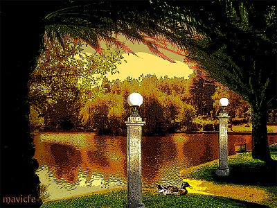 Nostalgia color composition design digital art graphic design graphic art illustration lake landscape mavicfe nature nostalgia painting palms photograhy photoshop reflections