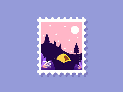 Postage Stamps design for Camping Activity artwork icon illustration illustrator postage stamp