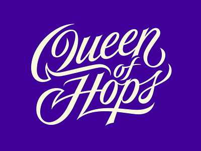 Queen of Hops beer hops lettering queen queen of hops script typography wordmark