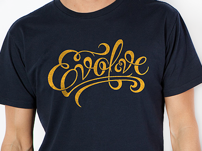 Evolve Tee coffee made me do it design evolve ligatures made in the now mitn script simon ålander swashes t shirt tee typography