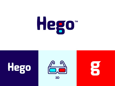 Hego logo design concept 3d 3d glasses alphabet bleu branding concept design g logo h letter h logo letter mark logo lettermark logo red trademark typography virtual virtual reality