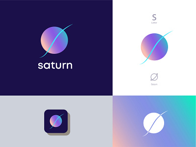 Saturn brand concept brand branding earth galaxy moon planet s letter logo saturn solar system