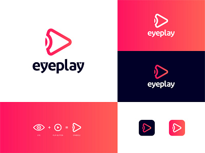 Eyeplay Brand Identity board brand brand mark branding and identity elegant eyes games high tech icon iconic logo interactive logo play play button tech company technology video