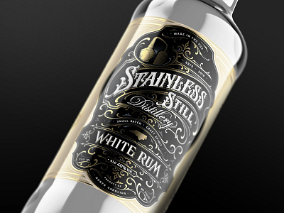 Stainless Still / White Rum craft design distillery label lettering luxury packaging rum typography whiskey