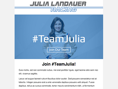 Email Design blue clean email design julia landauer mailchimp modern nascar racing