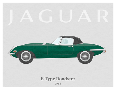 JAGUAR E-type Roadster (1968) illustration animation car classic classic car clean ui design illustration illustrator paper typography ui vector vintage