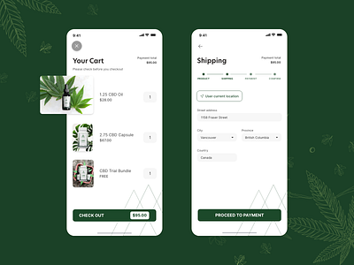 CBD product online store UI - Cart & Shipping