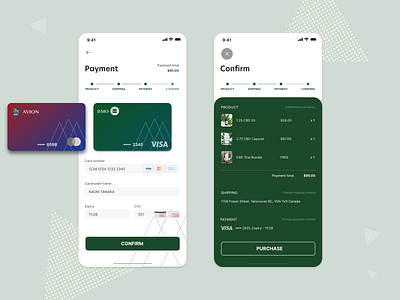 CBD product online store UI - Payment & Confirmation