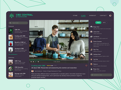 Online class page Dark mode UI adobe xd app branding cannabis cbd cbdoil class clean ui course dark ui design illustration interface logo online shop streaming ui ux