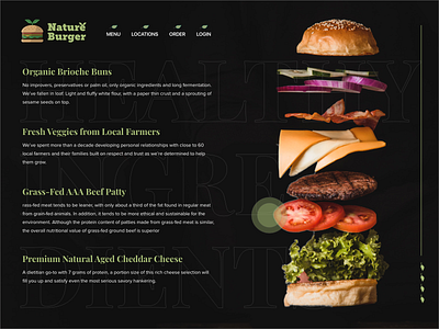 Nature Burger - Burger shop Ingredients UI branding burger clean ui design healthy icon illustration ingredient interface logo natural organic recipe typography ui ux