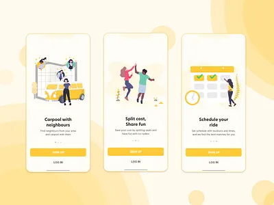 Carpool application onboarding adobe xd animation branding clean ui design illustration interface ui ux xd