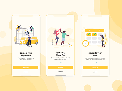 Carpool application onboarding adobe xd animation branding clean ui design illustration interface ui ux xd