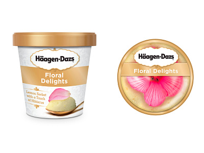 Haagen Daz concept for Floral Ice Cream mockup package design typography