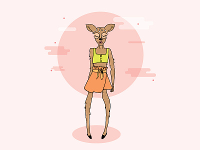 Deer character deer design fashion illustrations pencil sketched
