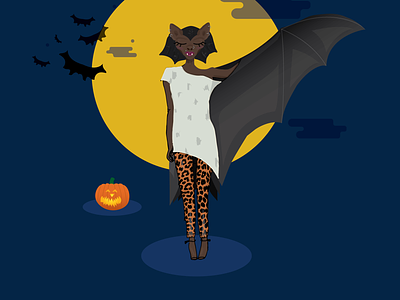 Bat Girl ai bat fashion halloween illustration vector