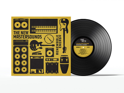 The New Mastersounds "Renewable Energy" album cover analog design distressed drums funk illustration soul texture vector vintage vinyl record