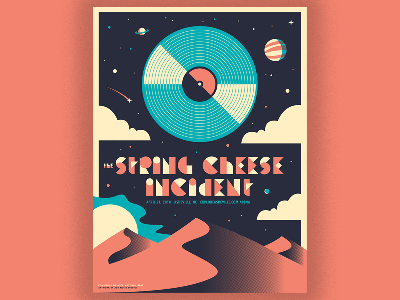 String Cheese Incident "Desert Dawn" conscious alliance screenprint illustration design gig poster