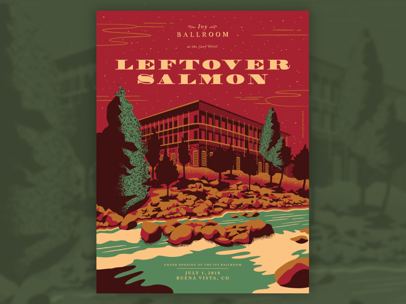 Leftover Salman - Buena Vista, CO colorado leftover salmon screenprint illustration design gig poster