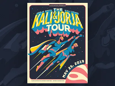 The Kali & Jorja Tour colorado denver design fillmore fillmore auditorium fillmore denver gig poster illustration jorja smith kali uchis screen print silk screen