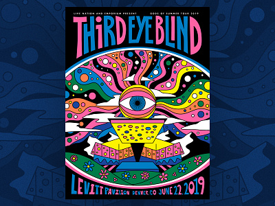 Third Eye Blind - Levitt Pavilion 2019 add noise studios colorado denver design gig poster illustration levitt pavilion poster psychedelic screenprint silkscreen third eye blind