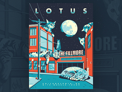 Lotus - Fillmore Philly 2019 add noise studios cat cats fillmore fishtown gig poster illustration philadelphia poster screenprint silkscreen