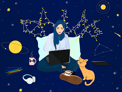 Meet The Artist 2d character adobe illustrator cat catlovers character design design galaxy illustration motiongraphics