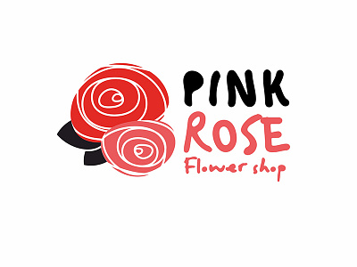 Pink Rose design flower logo pink roses shop