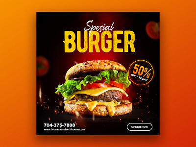 Instagram Post & Social media banner app banner burger delivery design food post ui