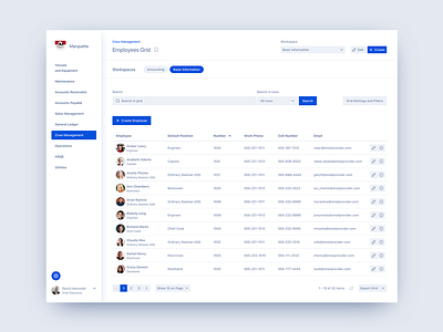 MarineCFO - Crew Grid app blue clean dashboard design flat grid interface sketch ui ux web