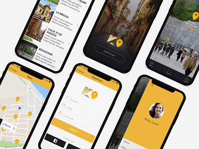 Geolocated gamming app design. app app design branding design gamming logo tour tourism uiux webdesign