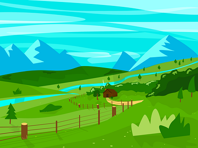 Countryside bright countryside field illustration illustrator vector