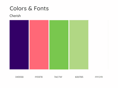 Cherish app branding clean color colorsandfonts design fonts gradient identity illustration logo minimal palette simple type typography ui ux web website