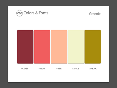 Colors & Fonts Greenie app branding clean color palette color palettes design font pairings fonts gradients greenie illustration logo simple type typography ui ux vector web website