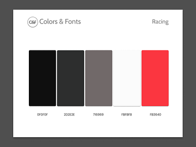 Colors & Fonts - Racing app branding clean color palette color palettes design font pairings fonts gradients illustration logo simple type typography ui ux vector web website
