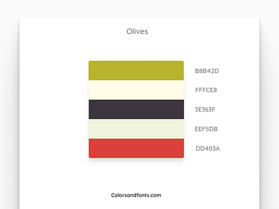 Colors & Fonts - Olives app branding clean design figma illustration olives palette typography ui web