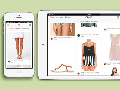 Stylift application fashion ipad mobile responsive social startup styling trends trendsetters
