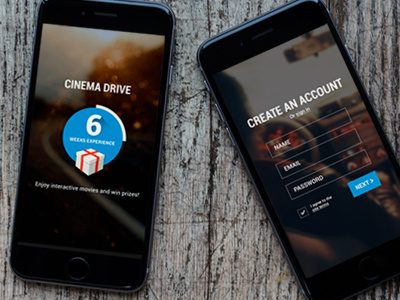 Cinema Drive application branding drink and drive edutainment game responsive teenagers