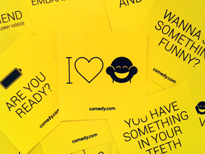 Comedy.com branding comedy laugh lol sofa startup stickers yellow