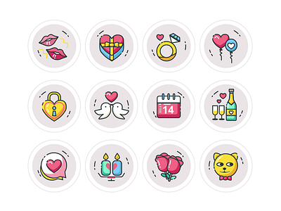 Valentine's Day icons ui