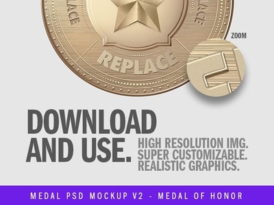 Download Medal .PSD Mockup V2 - Metal of Honor by DKA Template Shop ...