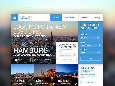 Job portal concept app blue concept direction grid job portal responsive search ui ux webdesign