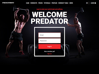 PredatorFit Login art direction cross training dark digital fitness login sports ui ux