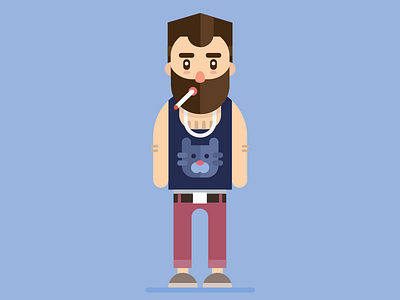 Beared Hipster | Flat People adobe illustrator beard cigarette flat illustartion flat people geometric hipster illustration minimal