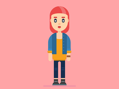 Girl With Read Hair | Flat People adobe illustrator flat illustartion flat people geometric girl hipster illustration minimal red hair