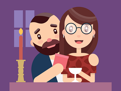 Valentines Day 1 | Flat People adobe illustrator couple flat illustartion flat people geometric illustration love minimal valentines day