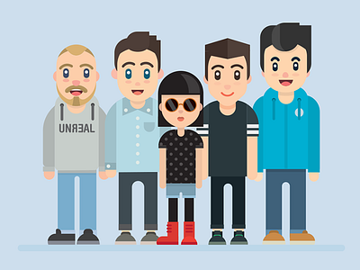 Me & My friends | Flat People adobe illustrator flat illustartion flat people friends geometric hipster illustration minimal