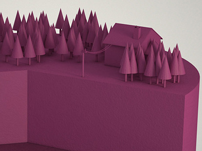 61% c4d cinema cinema 4d edit house low poly lowpoly pink render trees v ray video vray wip